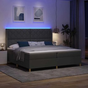 Boxrugós ágy matracmal Szürke 200 x 200 cm szövet
