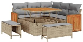 vidaXL Kerti Kanapé Szett párnával 8 pcs Beige és Világosszürke