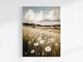 Poszter Vintage Falu Mező Rét Virágok Margaréták Nyár 60x80