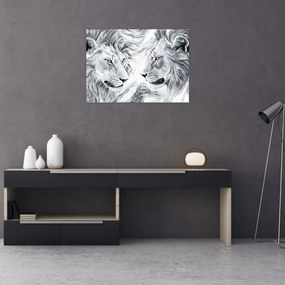 Kép - Rajzolt oroszlánfejek (70x50 cm)