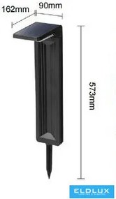 UNIVERSO Solar kerti lámpa 5V 2w 200lm 6500k IP65 fekete 573x162x90mm