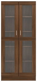 barna tölgyszínű szerelt fa vitrinszekrény 82,5x30,5x185,5 cm