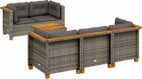 vidaXL 6 részes szürke polyrattan kerti ülőgarnitúra párnákkal