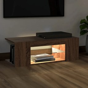 barna tölgy színű LED-es TV-szekrény 90 x 39 x 30 cm