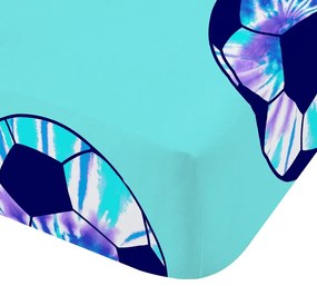 Türkiz gumis kétszemélyes gyerek lepedő 135x190 cm Tie Dye Football – Catherine Lansfield