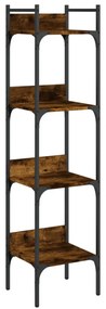 5 szintes füstös tölgy szerelt fa könyvespolc 35x30x138,5 cm
