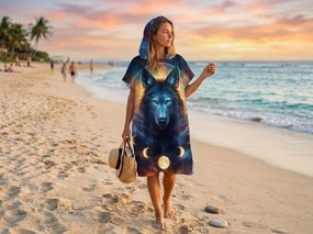 Strand poncsó MOON WOLF színes 80x145 cm