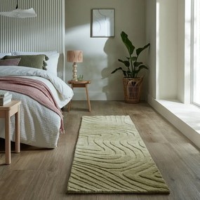 Khaki kézi szövésű gyapjú futószőnyeg 60x230 cm Mesmerise Sage – Flair Rugs