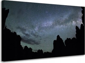 Vászonkép Természet Kozmosz Hegyek Sötétség Éjszaka Csillagászat 100x60