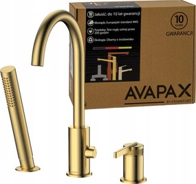 Kádtöltő csaptelep álló 3 lyukú zuhanytálcával Arany Gold Avapax