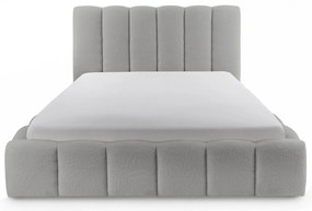 Aura kárpitozott ágy ágyneműtartóval 180x200 cm - szürke Quelle 83 bouclé