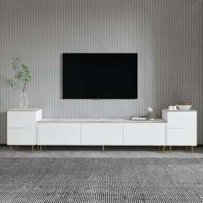 TV-szekrény szekrényekkel Imej White Marble andGold