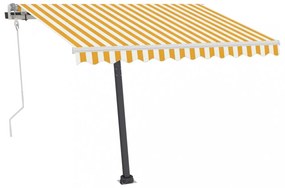 sárga és fehér kézzel kihúzható LED-es napellenző 350 x 250 cm
