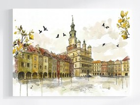 Vászonkép Canvas Lengyelország Város Poznań Piac Városháza Bérháza 80x60