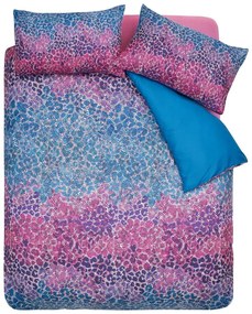Kék-rózsaszín egyszemélyes mikroszatén ágyneműhuzat 135x200 cm Animal Print – Catherine Lansfield