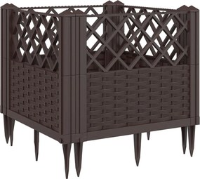 vidaXL barna polipropilén kerti virágláda cövekekkel 43,5x43,5x43,5 cm