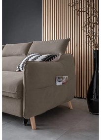 Világosbarna bársony kinyitható sarokkanapé (bal oldali) Sweet Harmony – Miuform