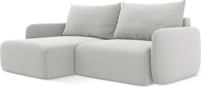 Világosszürke bársony kinyitható-tárolóhelyes sarokkanapé (bal oldali-heverő résszel) Kalena – Makamii
