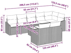 9 részes kerti kanapé szett párnákkal barna poli-rattan
