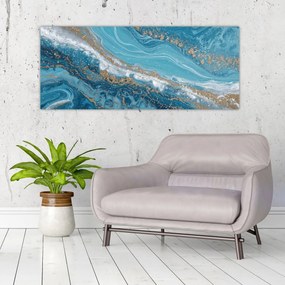 Kép - Világoskék márvány arannyal I. (120x50 cm)