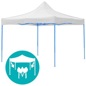 Összecsukható kerti pavilon több típusban-2,9x2,9 méteres-fehér-pavilon+oldalfal+hordtáska