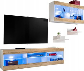 Rtv bútor szett Tivoli SET3 fehér/tölgy Wotan, kék Led