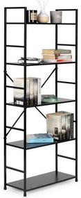 Intenso Home 5 szintes nyitott könyvespolc 59 x 144cm (Fekete) | Univerzális tároló állvány fém lábakkal