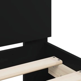 fekete szerelt fa ágykeret fejtámlával 100 x 200 cm