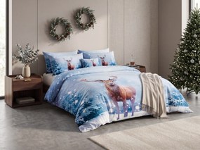 3D pamut ágynemű SNOWY DEER kék + párnahuzat 40x50 cm ingyenesen Ágyneműhuzat mérete: 70 x 90 cm | 140 x 200 cm