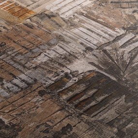 Kép - absztrakció barna tónusokkal (órával) (90x30 cm)