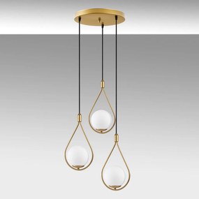 Mudoni MR-938-2 arany fém és üveg 3 izzós függőlámpa, Ø46 cm