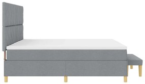 Boxspring ágy matraccal és paddal világosszürke 200x200 cm szövet