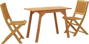 vidaXL 3 részes tömör akácfa erkély szett