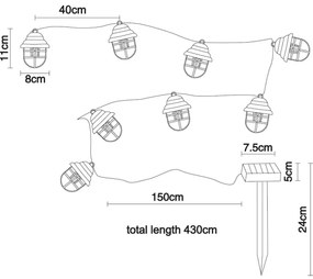 Globo 33059-8 - LED Napelemes dekor lámpa 8xLED/3,2V IP44