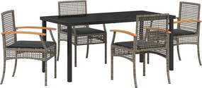 vidaXL Kert étkező szett 5 pcs Szürke polirattan