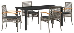 vidaXL Kert étkező szett 5 pcs Szürke polirattan