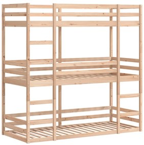 tömör fenyőfa háromszintes ágy 75 x 190 cm