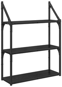 vidaXL Falpolc polcokkal Fekete tölgy 60 x 21 x 78,5 cm Faanyag