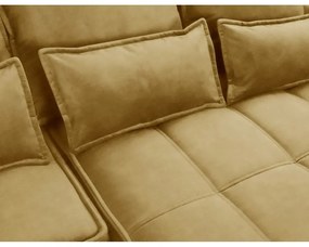 Sárga bársony kinyitható-tárolóhelyes sarokkanapé (jobb oldali-heverő résszel) Campo – ELTAP