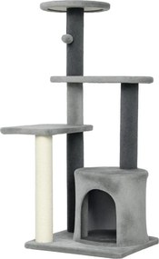 Macska kaparófa 103 cm macskabarlanggal, platformokkal, szizál kaparófákkal, szürke