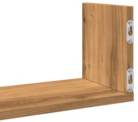 3 db kézműves tölgy színű szerelt fa fali polc 58 x 18 x 18 cm