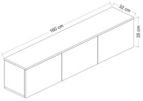 TV asztal/szekrény Nobi (fehér + tölgy). 1073295