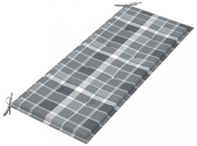 tömör tíkfa Batavia pad szürke kockás párnával 120 cm