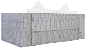 szürke 2 részes természetes rattan kanapészett párnákkal