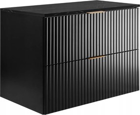 Fürdőszoba szekrény mosdó alá 80 fekete faragott frontok Mdf asztallap márvány