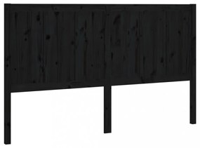 fekete tömör fenyőfa ágyfejtámla 205,5 x 4 x 100 cm