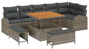 vidaXL Kerti Kanapé Szett párnával tárolóval párnával 9 pcs Szürke