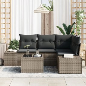 4 Darabos Kerti Kanapészett Párnákkal Szürke Poli Rattan
