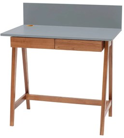 Luka Oak szürke íróasztal kőrisfa lábakkal, hossz 85 cm - Ragaba