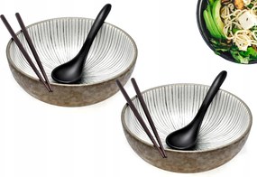 2 db-os tál szett kanállal és pálcikákkal Shima 20 cm